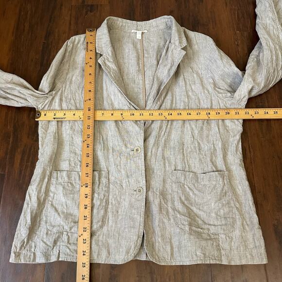 EILEEN FISHER Linen Blazer Jacket Taupe Organic Lightweight Minimalist - Picture 11 of 12